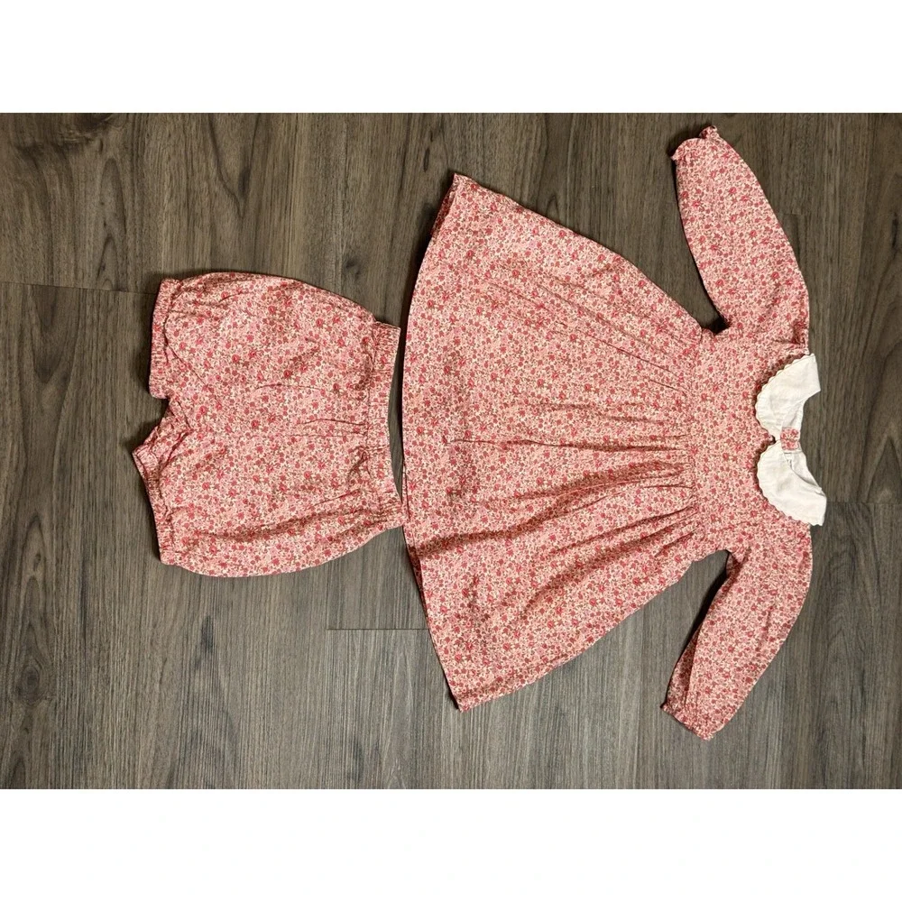 Rachel Riley Baby Girl Dress Peter Pan Collar Floral Print 12 Months Cottagecore